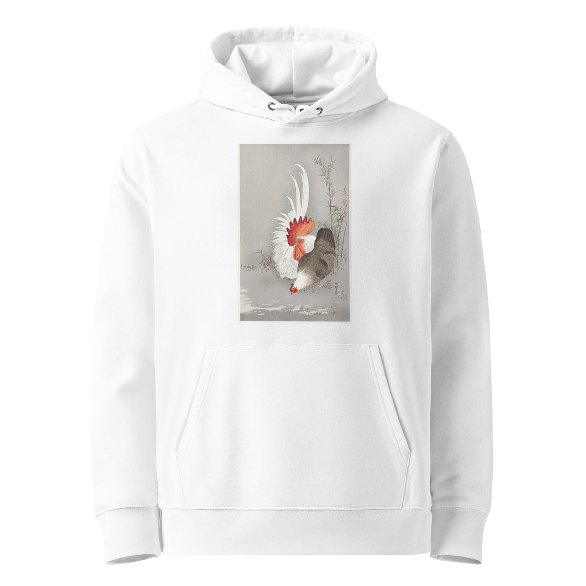 White Hoodie Rooster And Chicken - Ohara Koson 1900 Premium