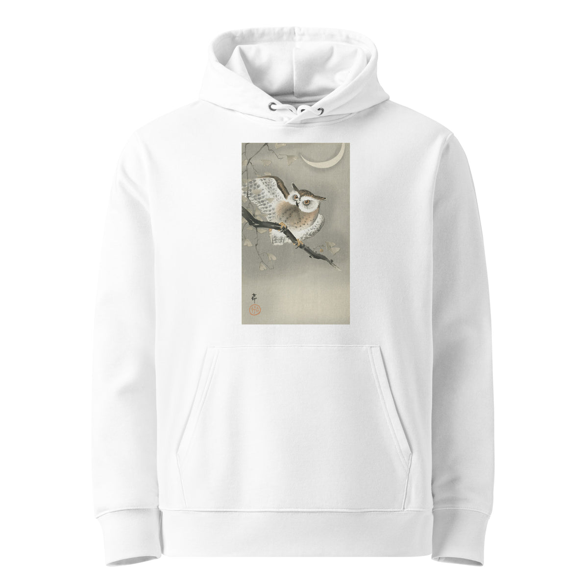 White Hoodie Long-Eared Owl In Ginkgo - Ohara Koson 1900 Premium
