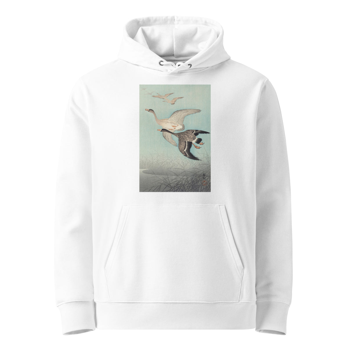 White Hoodie Great Geese In Flight - Ohara Koson 1925 Premium