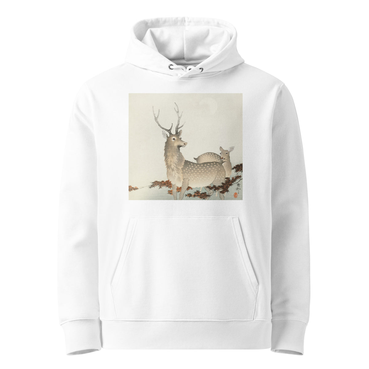 White Hoodie Couple Of Deers - Ohara Koson 1900 Premium