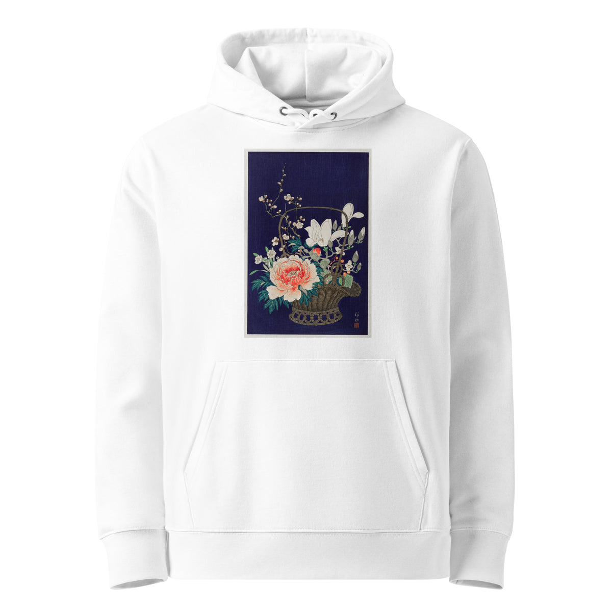 White Hoodie Bamboo Flower Basket - Ohara Koson 1932 Premium