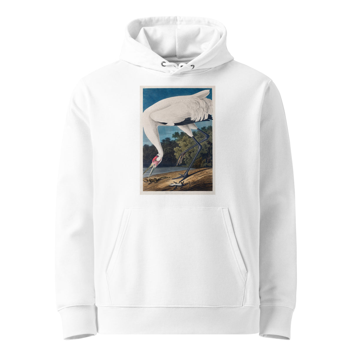 White Hoodie Hooping Crane Premium