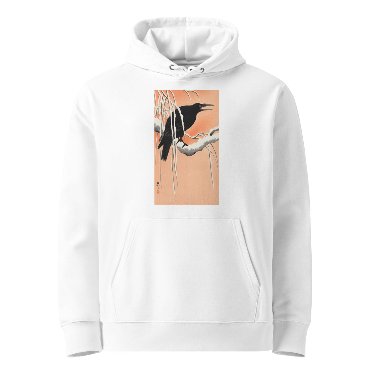 White Hoodie Crow On Snowy Branch - Ohara Koson 1900 Premium