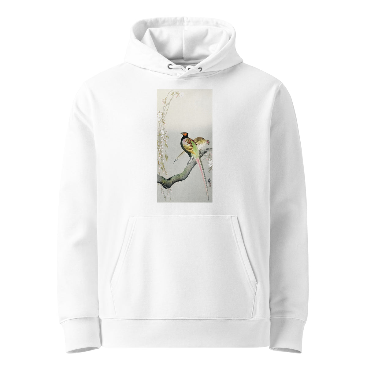 White Hoodie Couple Pheasants And Cherry Blossom - Ohara Koson 1900 Premium