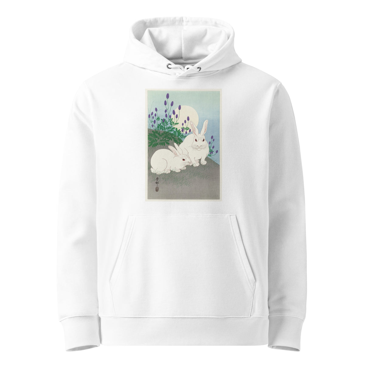 White Hoodie Rabbits At Full Moon - Ohara Koson 1920 Premium