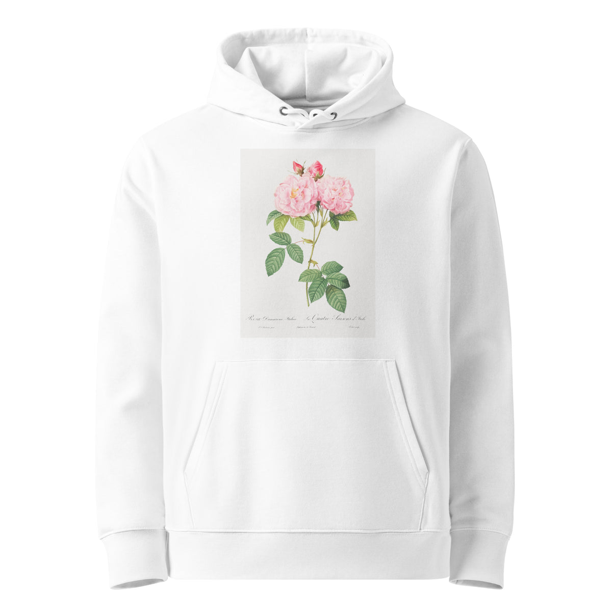 White Hoodie Italian Damask Rose Also Known As The Four Seasons Of Italy Rosa Damascena Italica Premium