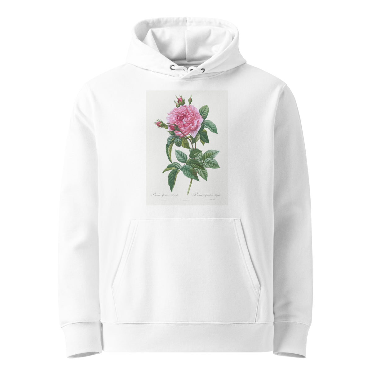 White Hoodie Gallic Rose Rosa Gallica Regalis Premium