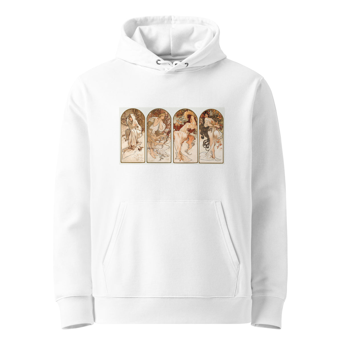 White Hoodie Alphonse Maria Mucha S The Seasons Famous Art Nouveau Artwork Premium