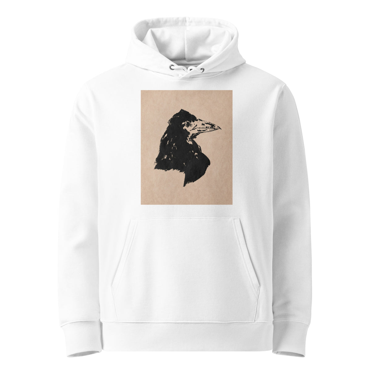 White Hoodie Raven Head Print In High Resolution Premium