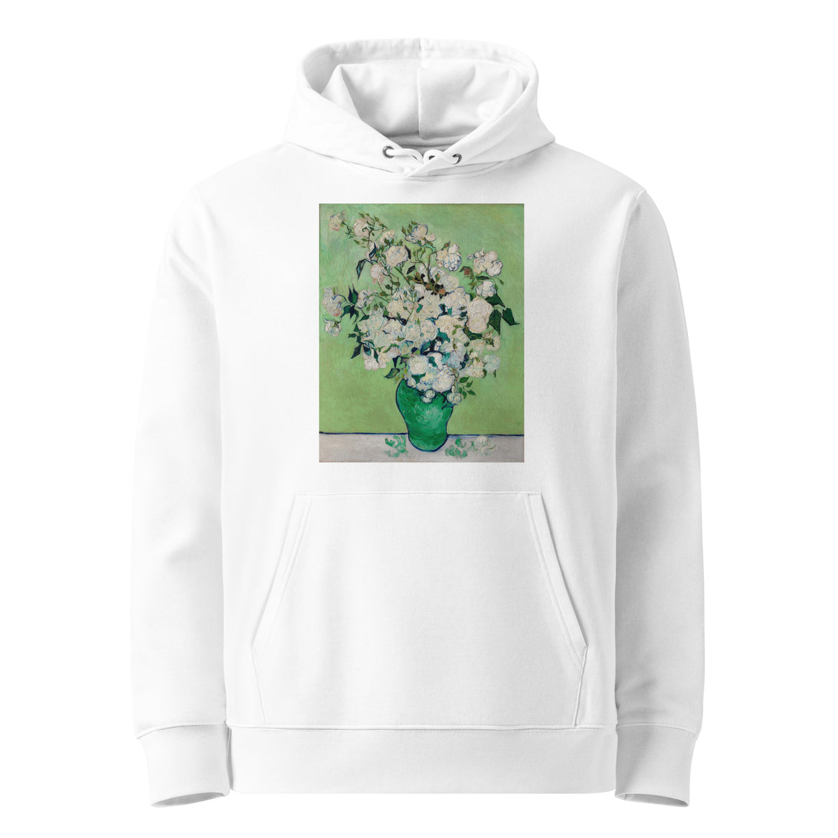 White Hoodie Roses Van Gogh Met Premium