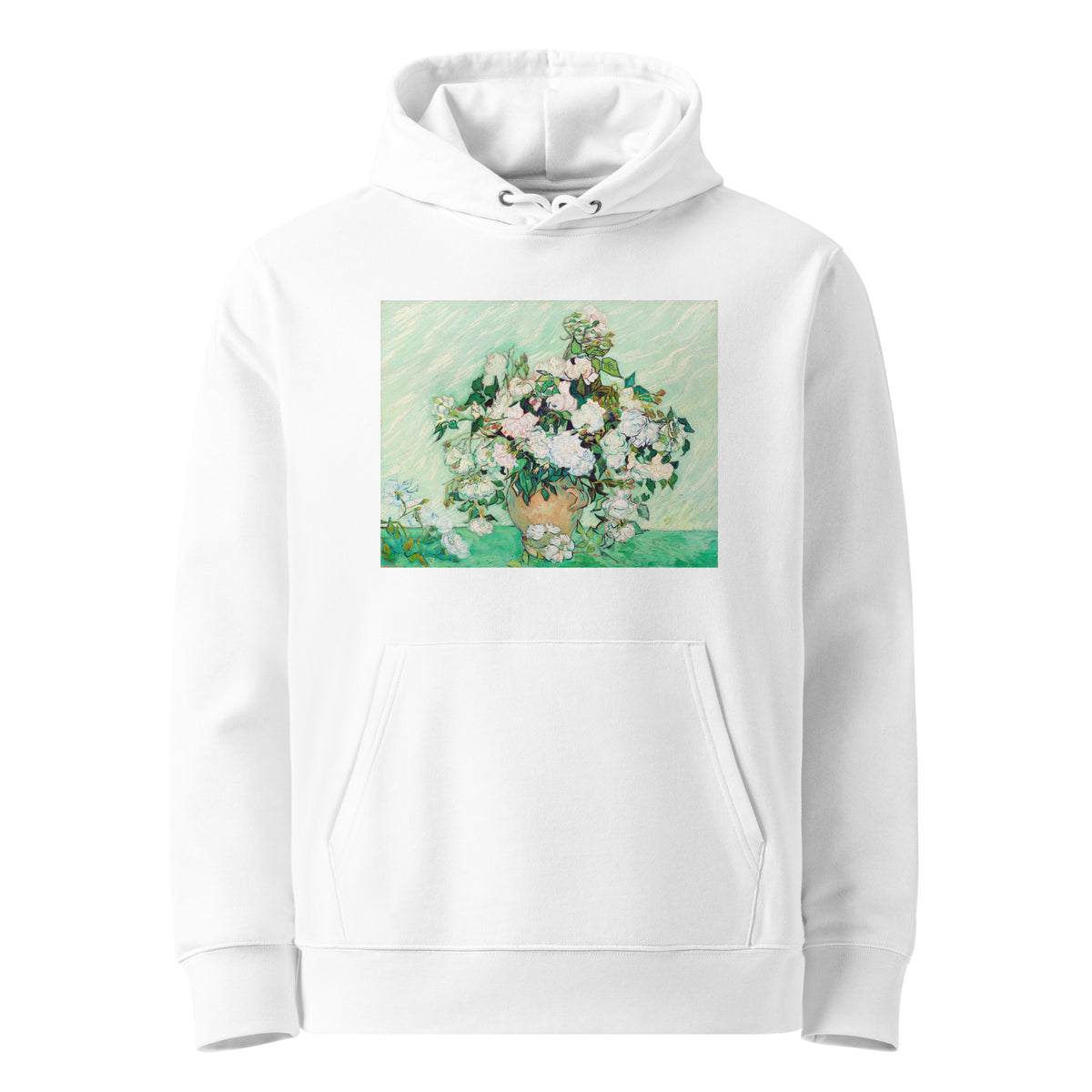 White Hoodie Roses Van Gogh Nga Premium