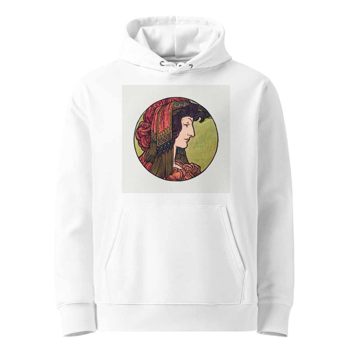 White Hoodie Stained Glass Fouquet Mucha IV Premium