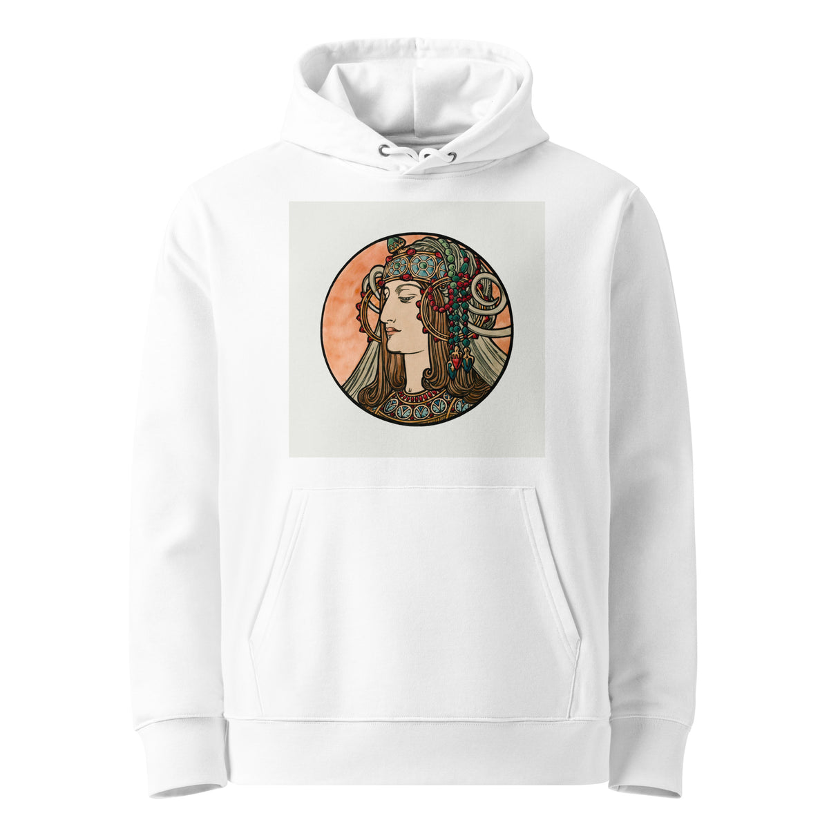 White Hoodie Stained Glass Fouquet Mucha VI Premium