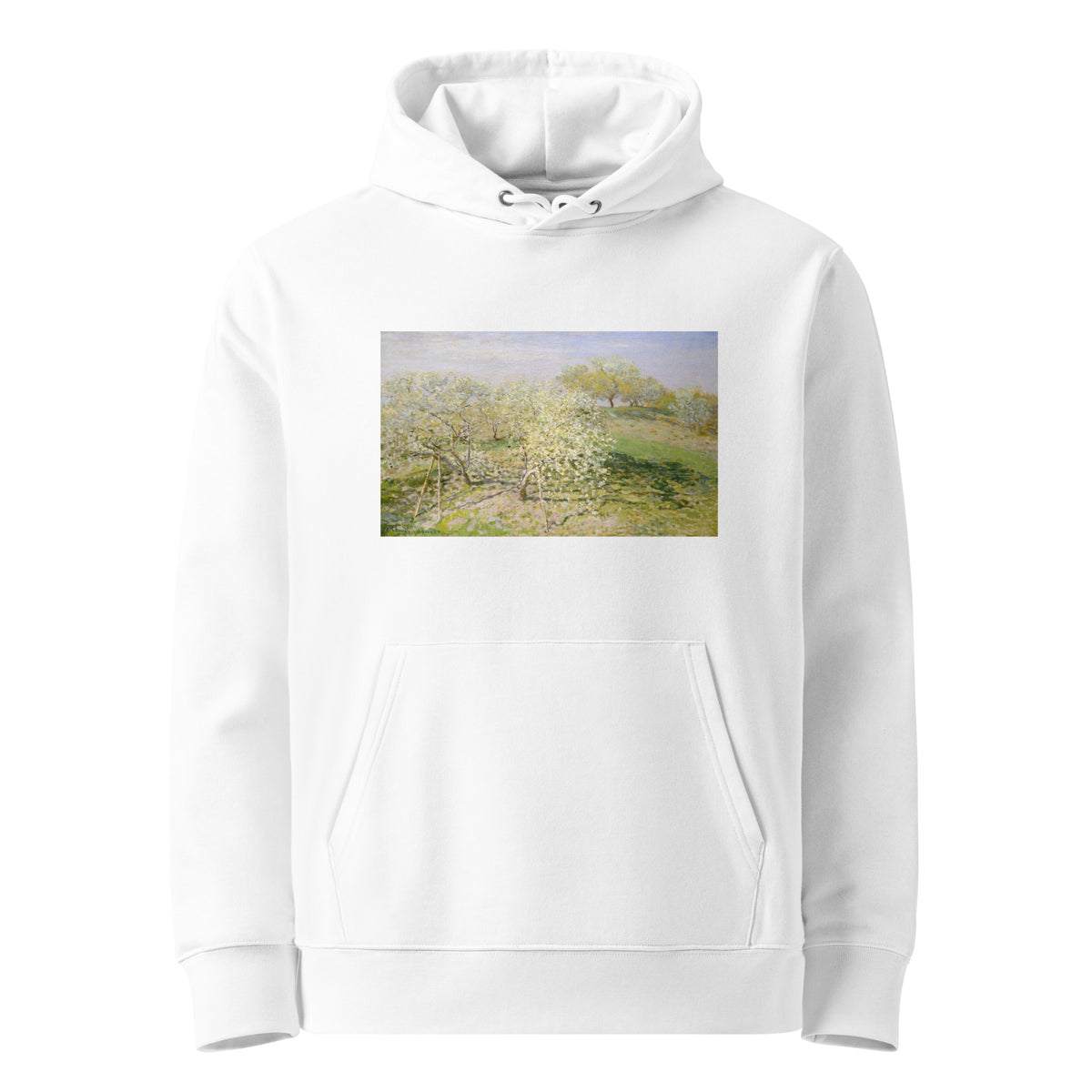 White Hoodie Spring Fruit Trees In Bloom Premium