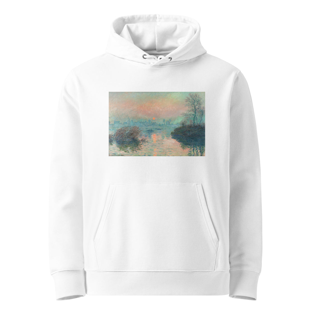 White Hoodie Sun Setting On The Seine At Lavacourt Claude Monet High Resolution Famous Painting Premium