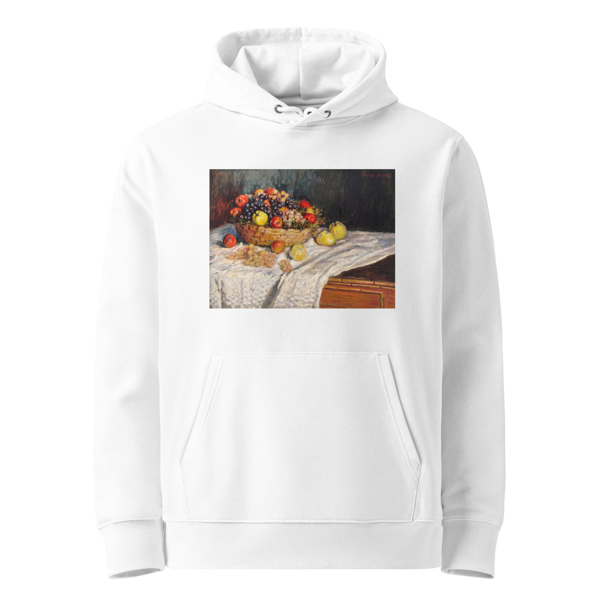 White Hoodie Apples And Grapes Premium