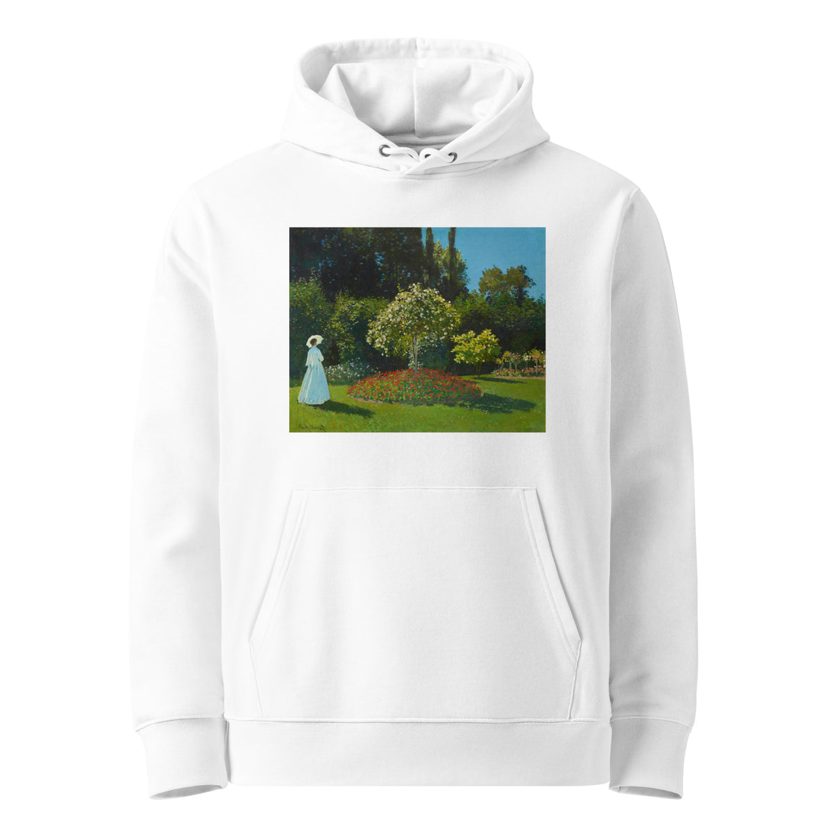 White Hoodie Claude Monet S Lady In The Garden Famous Painting Premium