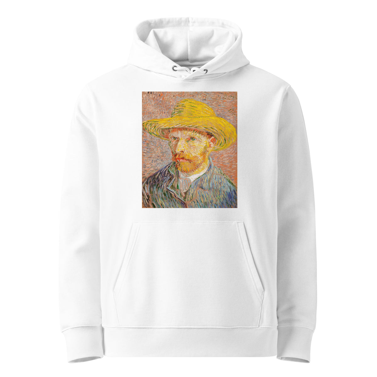White Hoodie Self-Portrait With A Straw Hat Premium