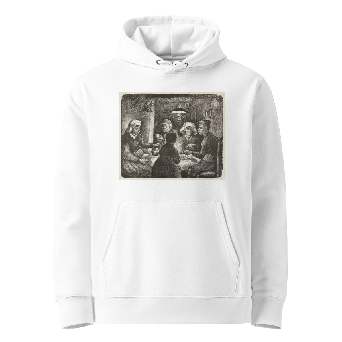 White Hoodie Composition Lithograph Of The Potato Eaters De Aardappeleters 1885 Premium