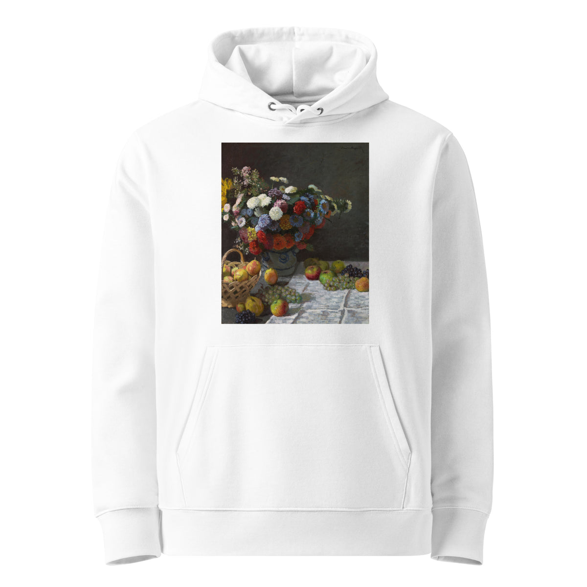 White Hoodie Still Life With Flowers And Fruit Premium