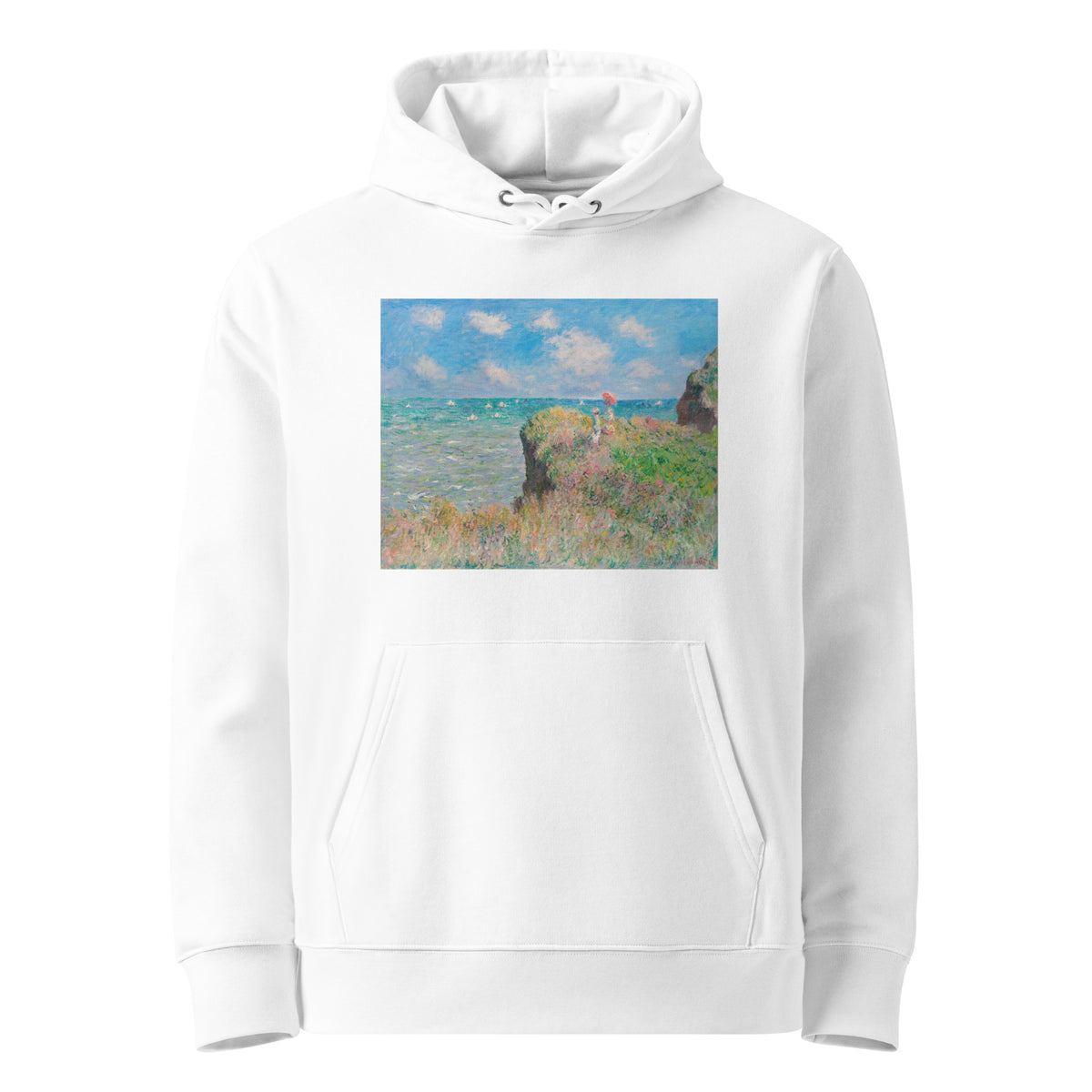 White Hoodie Cliff Walk At Pourville Premium