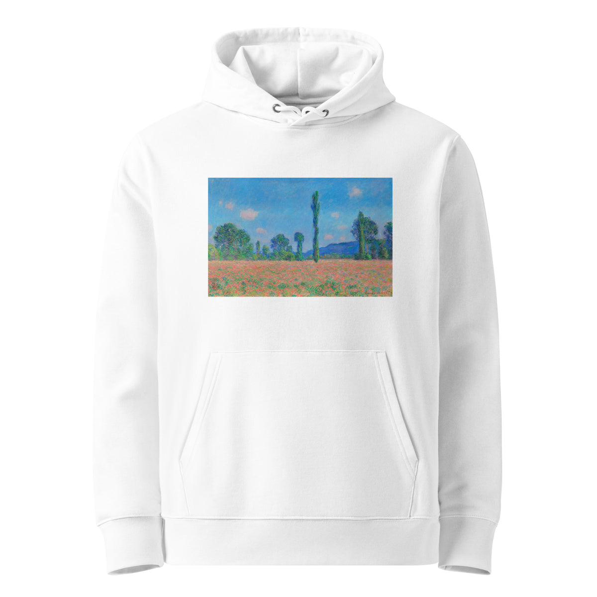 White Hoodie Poppy Field Giverny Premium