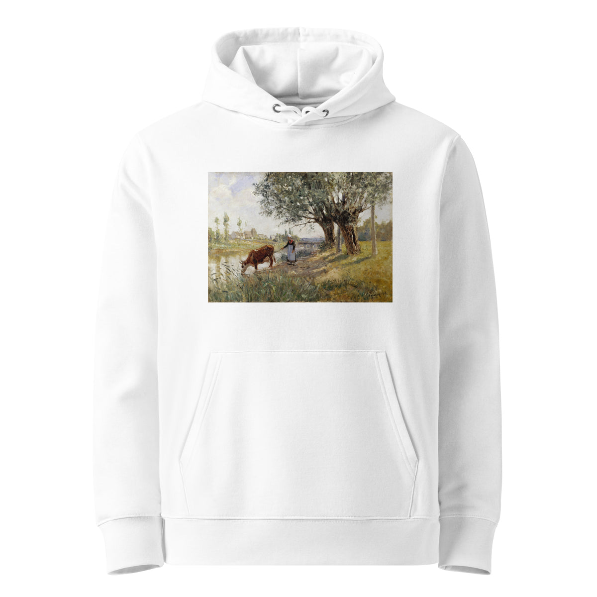 White Hoodie Countryside Near Grez-Sur-Loing Painting In High Resolution Premium