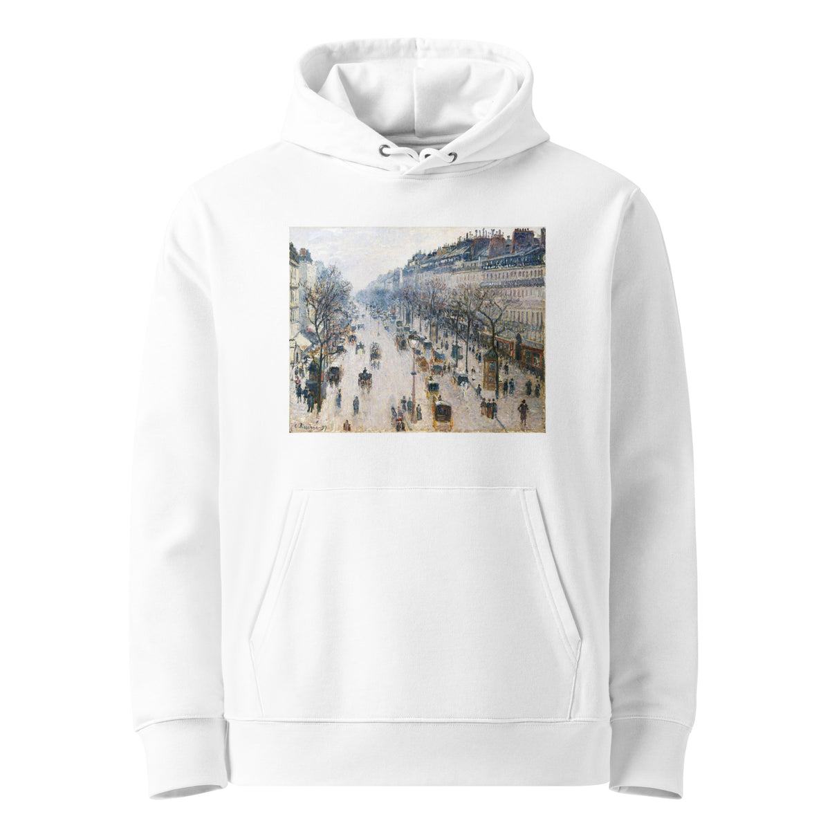 White Hoodie The Boulevard Montmartre On A Winter Morning Premium