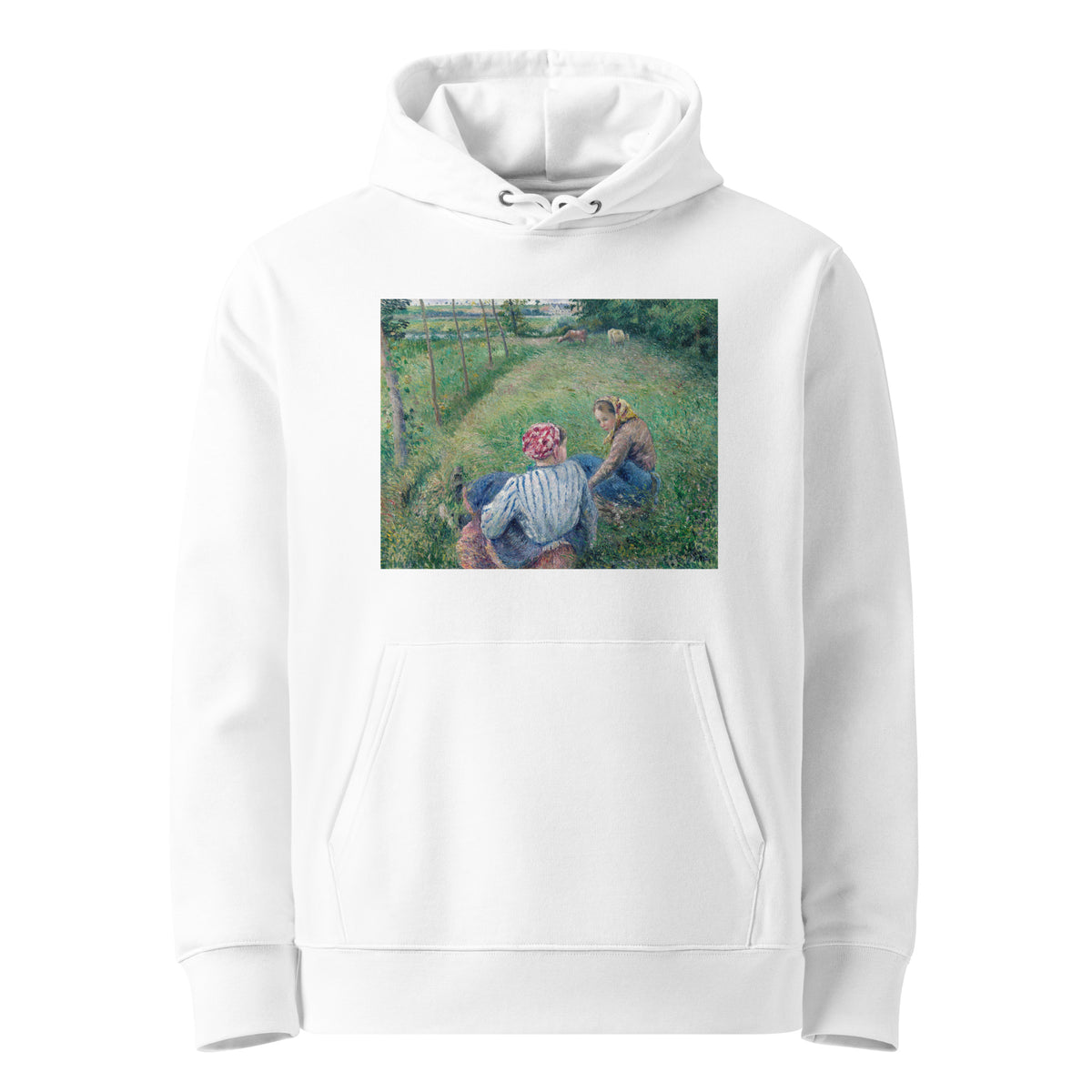 White Hoodie Young Peasant Girls Resting In The Fields Near Pontoise Premium