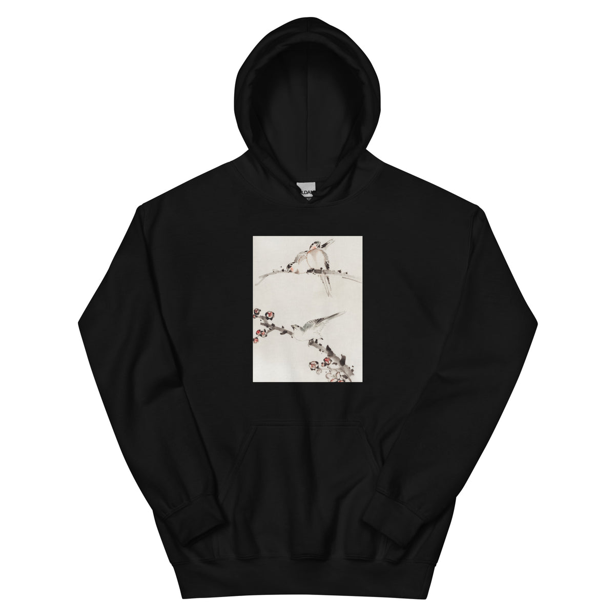 Black Hoodie Three Birds Perched On Branches One With Blossoms - Katsushika Hokusai Published Between 1830 And 1850 An Illustration Of Three Birds Perched On Branches One With Blossoms Essential