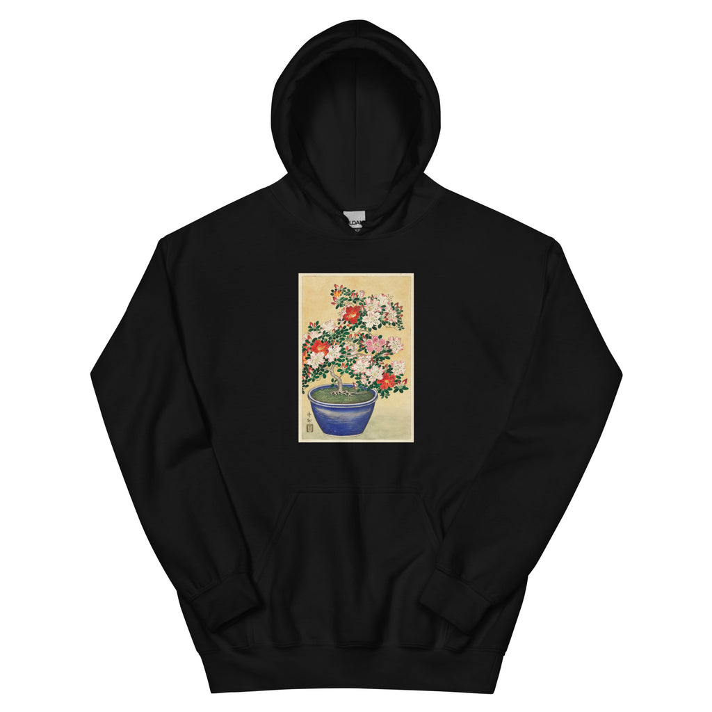 Black Hoodie Blooming Azalea In Blue Pot - Ohara Koson 1920 Essential