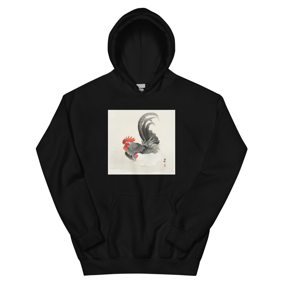Black Hoodie Chicken And Cock - Ohara Koson 1900 Essential