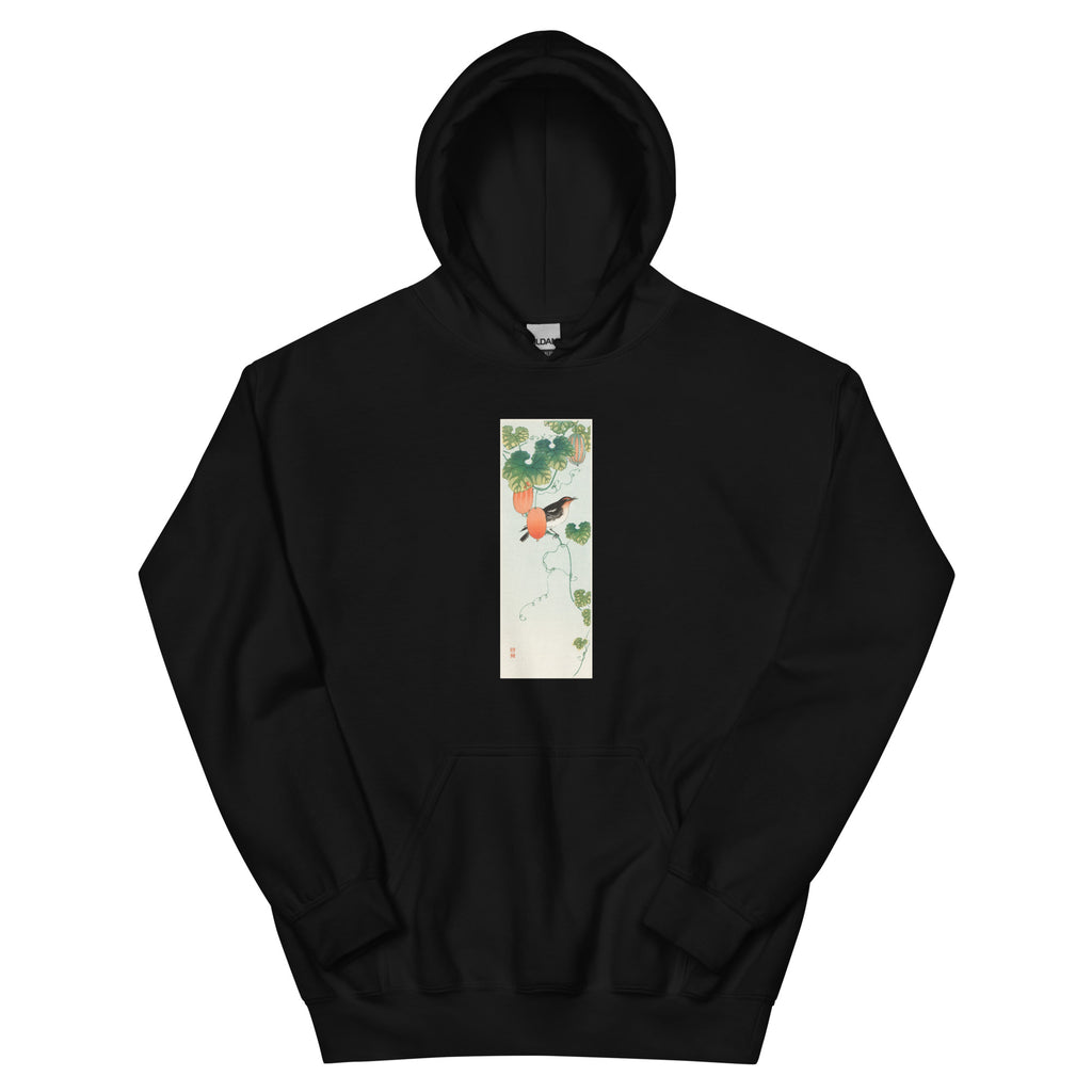 Black Hoodie Songbird In Cucumber Plant - Ohara Koson 1925 Essential
