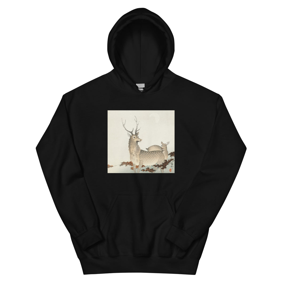 Black Hoodie Couple Of Deers - Ohara Koson 1900 Essential
