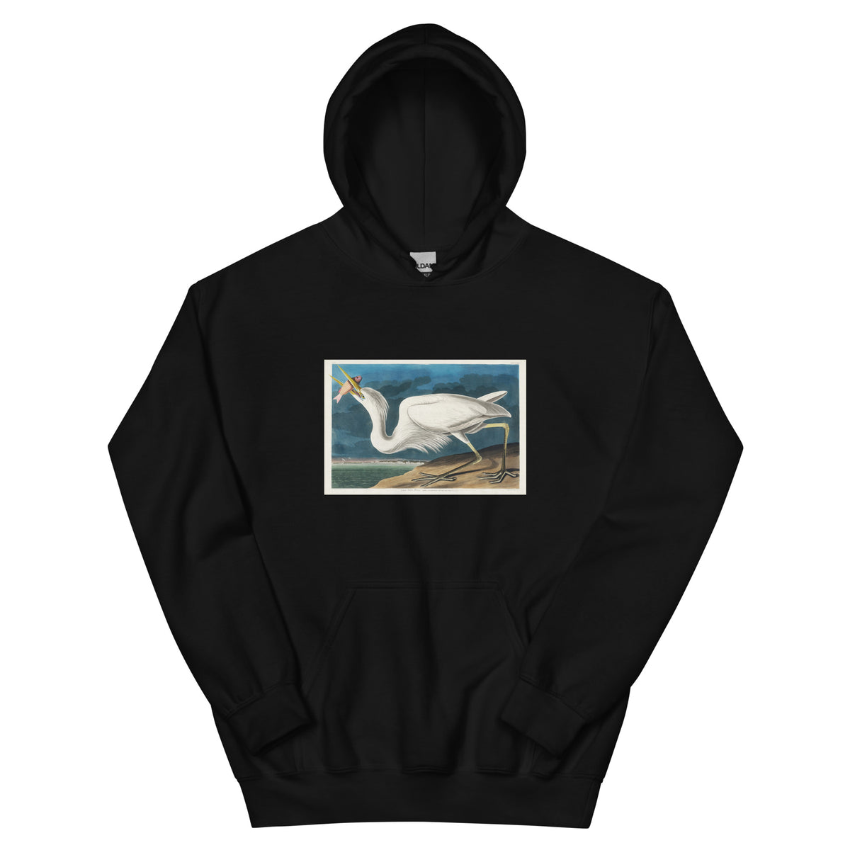 Black Hoodie Great White Heron Essential