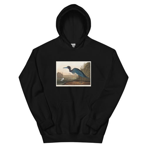 Black Hoodie Blue Crane Or Heron Essential