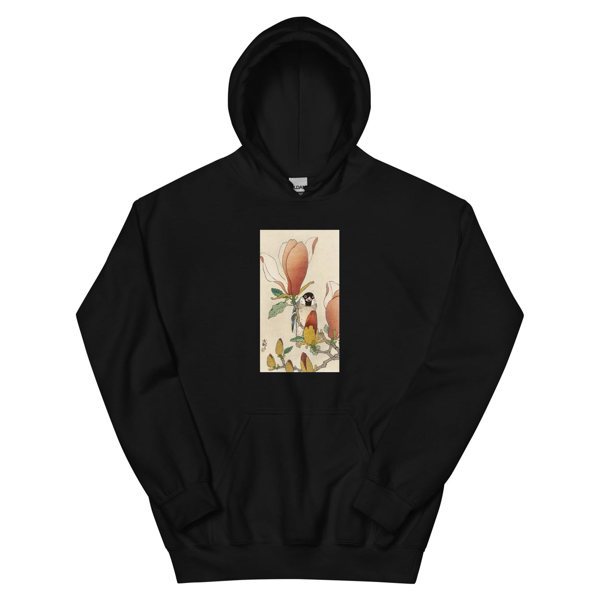 Black Hoodie Sparrow On Blooming Magnolia Branch - Ohara Koson 1900 Essential
