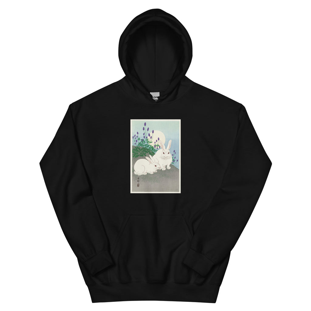 Black Hoodie Rabbits At Full Moon - Ohara Koson 1920 Essential