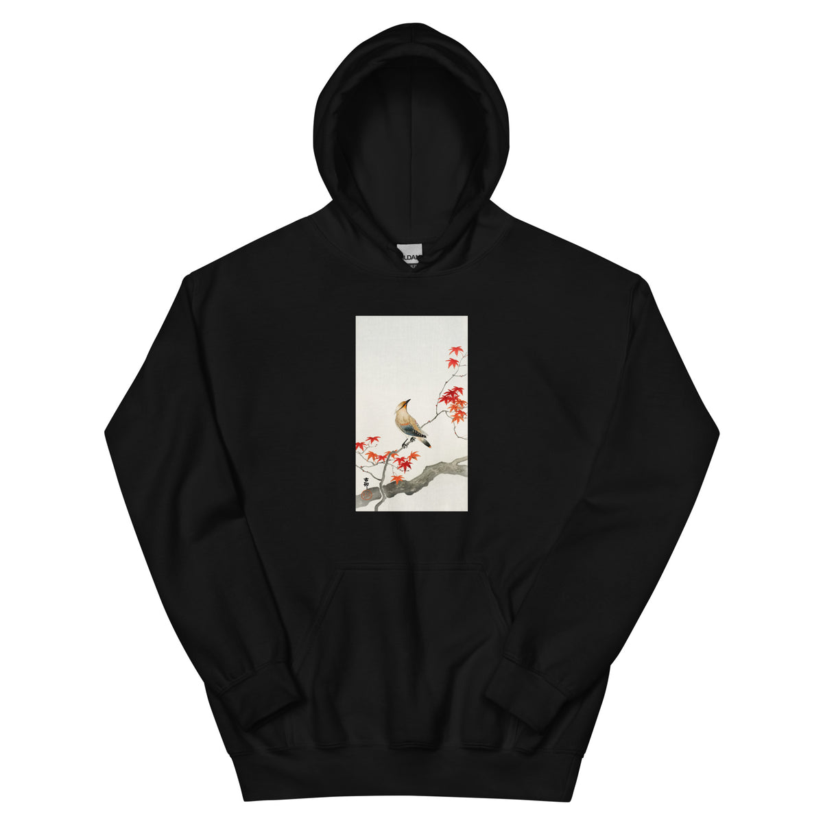 Black Hoodie Japanese Plague Bird On Maple - Ohara Koson 1900 Essential