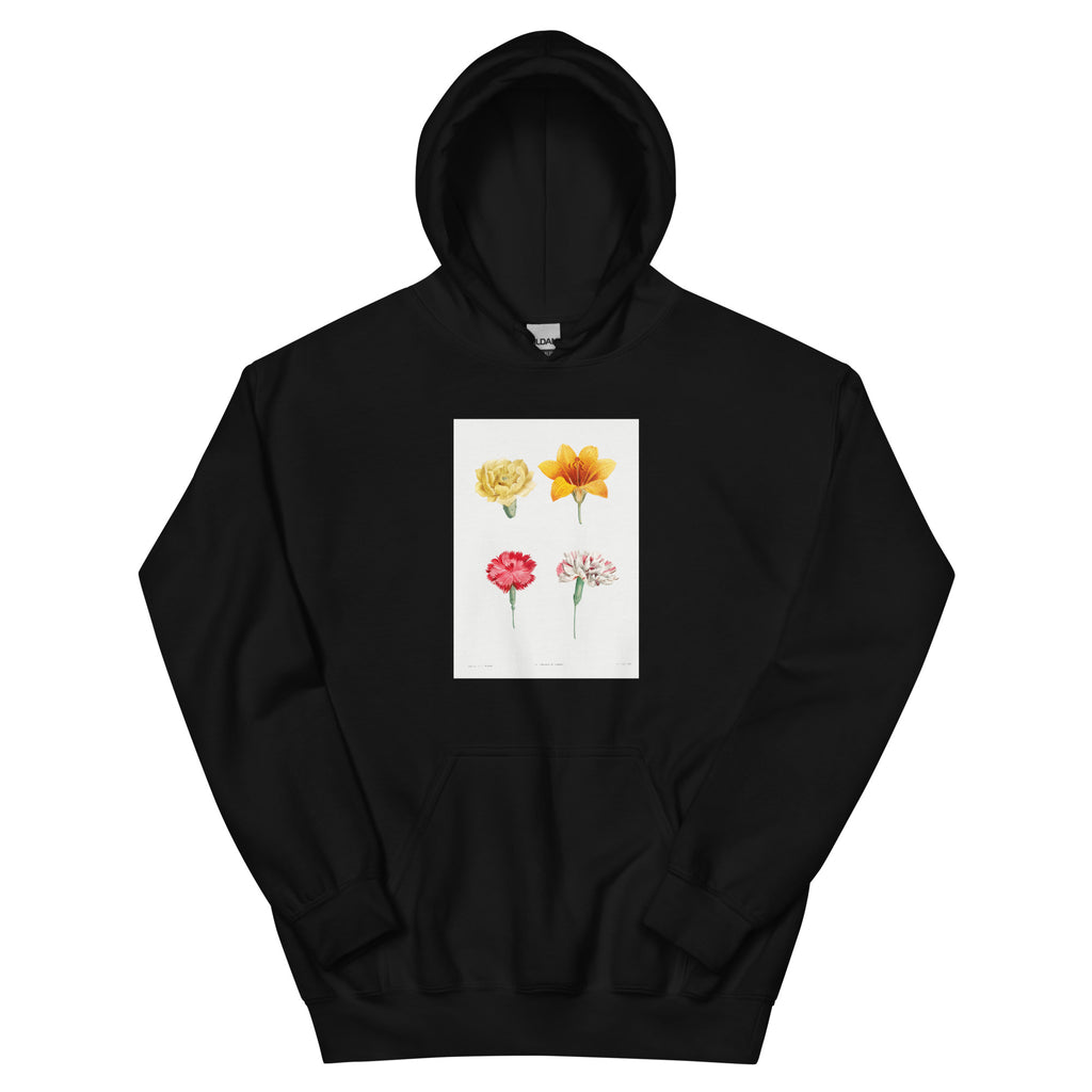 Black Hoodie Flower Set - Pierre-Joseph Redoute 1759 Essential