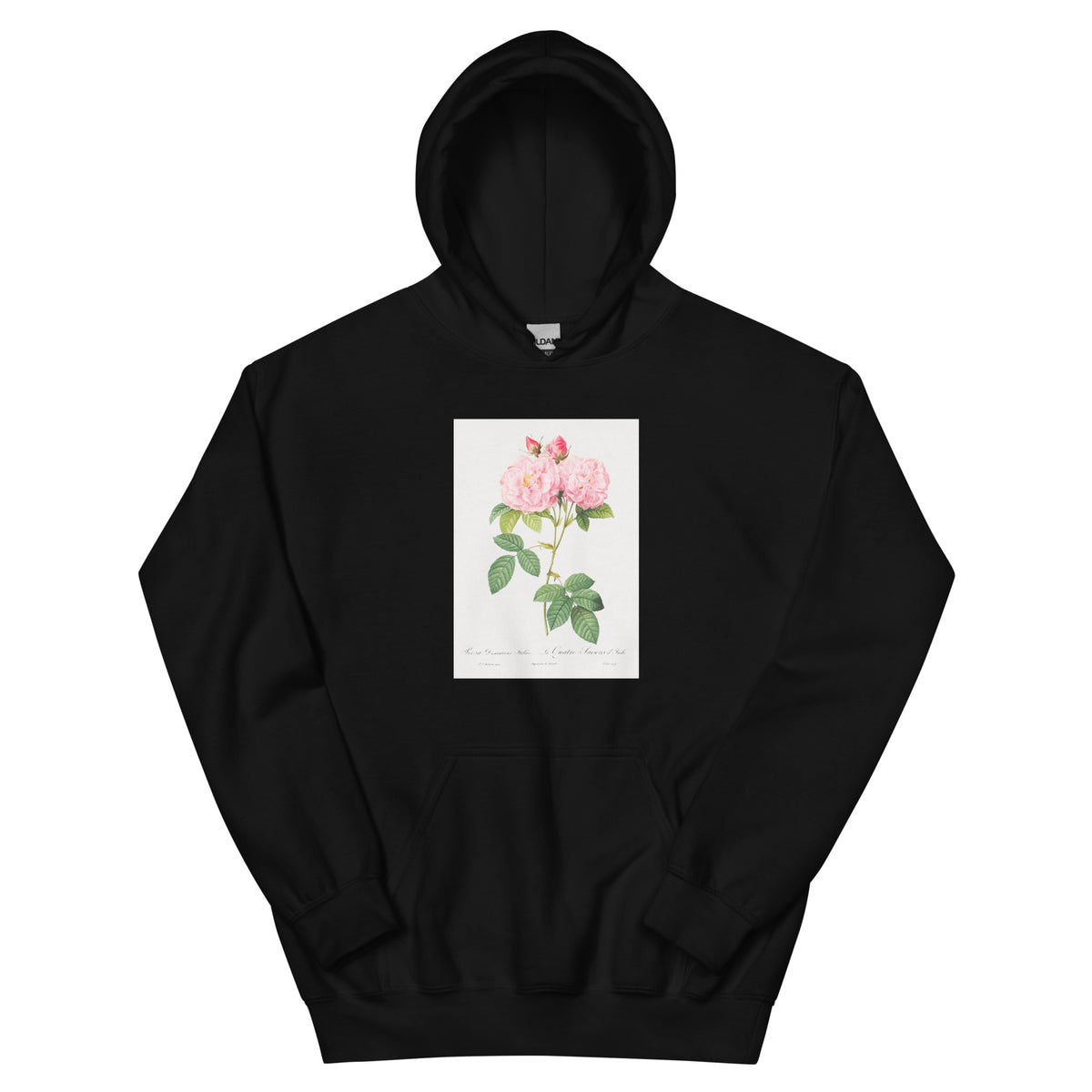 Black Hoodie Italian Damask Rose Also Known As The Four Seasons Of Italy Rosa Damascena Italica Essential