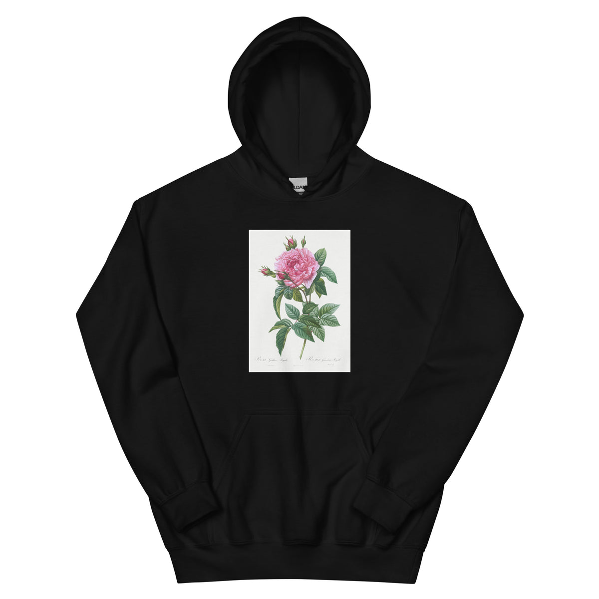 Black Hoodie Gallic Rose Rosa Gallica Regalis Essential