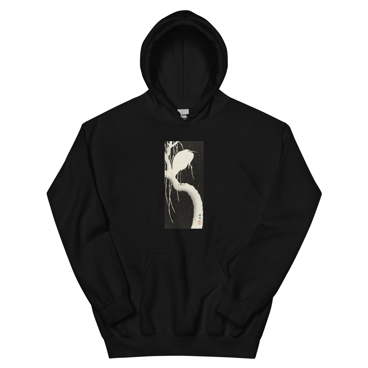 Black Hoodie Heron In Snow Essential