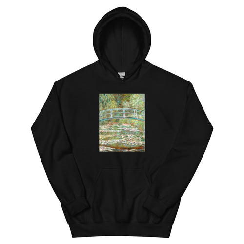 Black Hoodie Bridge Over A Pond Of Water Lilies Essential