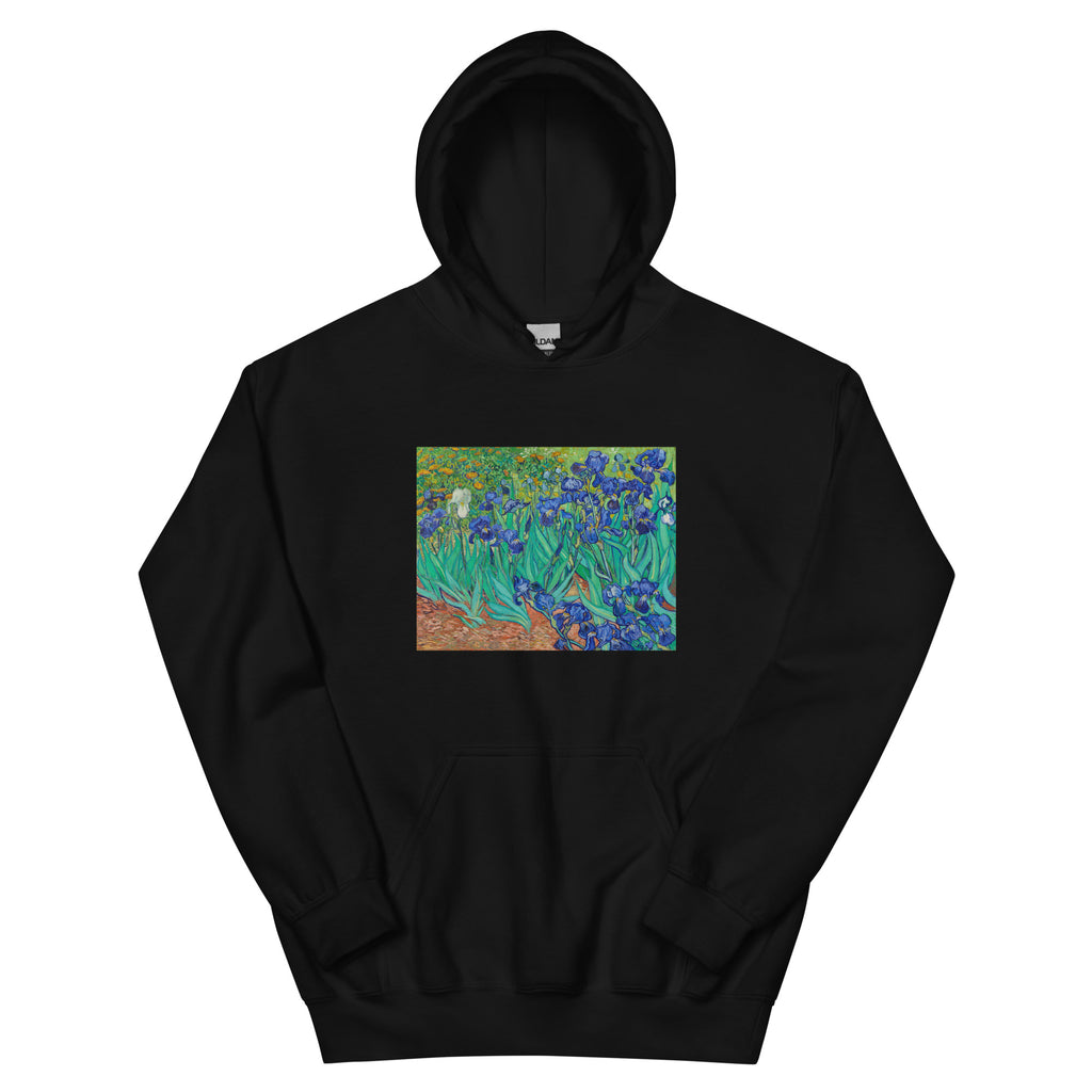 Black Hoodie Vincent Van Gogh S Irises Famous Painting Essential