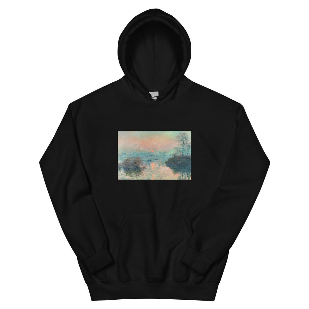 Black Hoodie Sun Setting On The Seine At Lavacourt Claude Monet High Resolution Famous Painting Essential