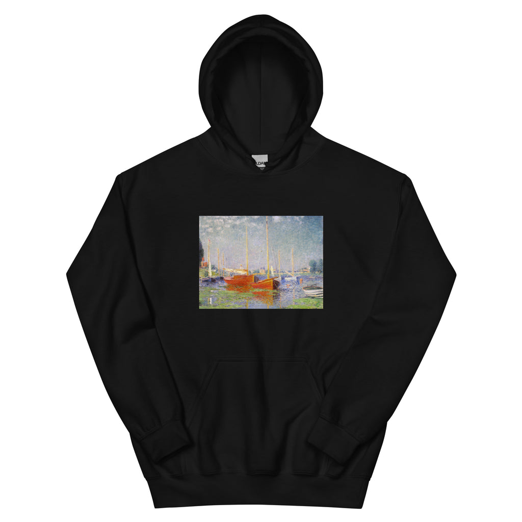 Black Hoodie Claude Monet S Red Boats At Argenteuil Famous Painting Essential