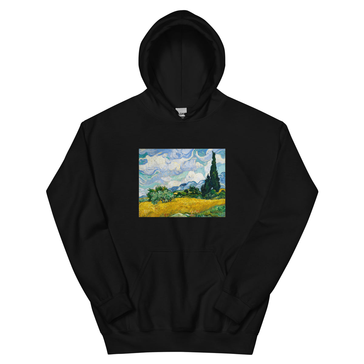 Black Hoodie Vincent Van Gogh S Wheat Field With Cypresses Famous Painting Essential