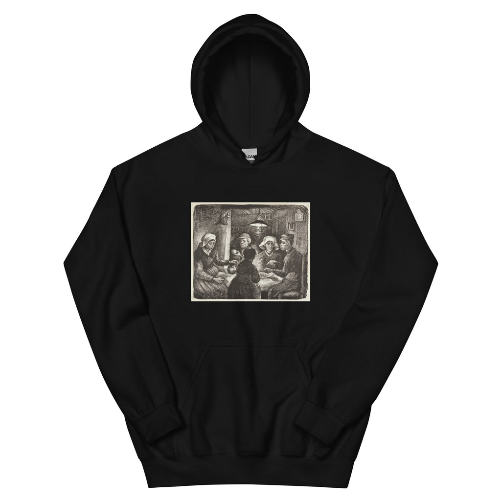 Black Hoodie Composition Lithograph Of The Potato Eaters De Aardappeleters 1885 Essential