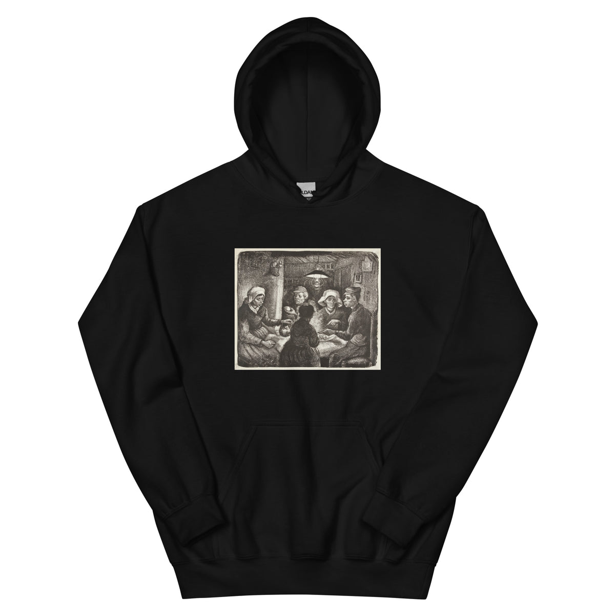 Black Hoodie Composition Lithograph Of The Potato Eaters De Aardappeleters 1885 Essential
